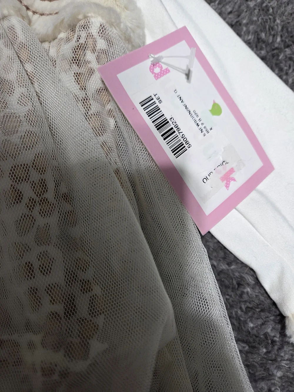 Girls Cream & Leopard Print Matching Set with Pink Bow Accents